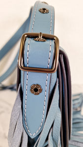 Coach 1941 Saddle 23 with Fringe in Blue Pebbled Leather - Crossbody Flap Bag - Coach 29240