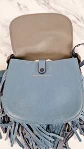 Coach 1941 Saddle 23 with Fringe in Blue Pebbled Leather - Crossbody Flap Bag - Coach 29240