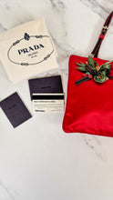 Load image into Gallery viewer, Vintage Prada Red Satin Mini Tote Bag with Flower Bouquet 2000s Handbag - Prada BN0833
