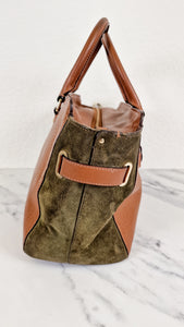 Coach Blake Carryall in Brown Leather & Green Suede - Handbag Crossbody Bag in Mixed Leathers - Coach F35932