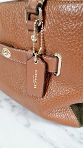 Coach Blake Carryall in Brown Leather & Green Suede - Handbag Crossbody Bag in Mixed Leathers - Coach F35932