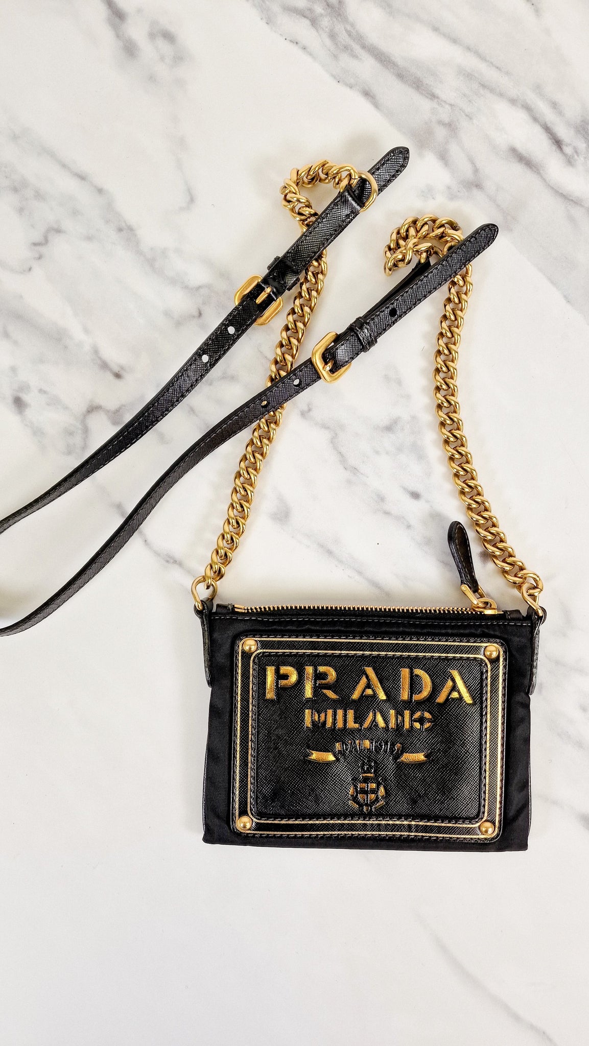Prada black and gold crossbody Clearance