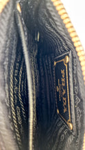 Load image into Gallery viewer, Rare Vintage Prada Black &amp; Gold Tessuto Oro Nylon &amp; Saffiano Leather Cut-Out Logo Crossbody Bag - Prada BT0606

