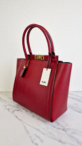 Coach 1941 Troupe Tote in Deep Red Glovetanned Smooth Leather & Buffalo-Embossed Leather - Handbag Crossbody Bag - Coach 79468