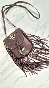 Coach 1941 Fringe Saddle Bag with Pyramid Rivets in Oxblood Smooth Leather & Ram Charm - Coach 48617