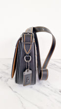 Load image into Gallery viewer, Coach 1941 Saddle 23 Bag in Black Smooth Leather with Patchwork Detail - Purple Orange Crossbody Shoulder Bag Coach 56639
