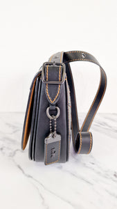 Coach 1941 Saddle 23 Bag in Black Smooth Leather with Patchwork Detail - Purple Orange Crossbody Shoulder Bag Coach 56639