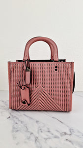 Coach 1941 Rogue 25 in Dusty Rose Pink Quilted Studded Chevron Smooth Nappa Leather - Shoulder Bag Handbag - Coach 22797