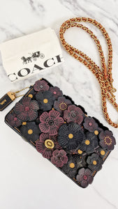 Coach 1941 Dinky With Tea Roses in Black & Burgundy - Crossbody Shoulder Bag Floral Flowers - Coach 38197