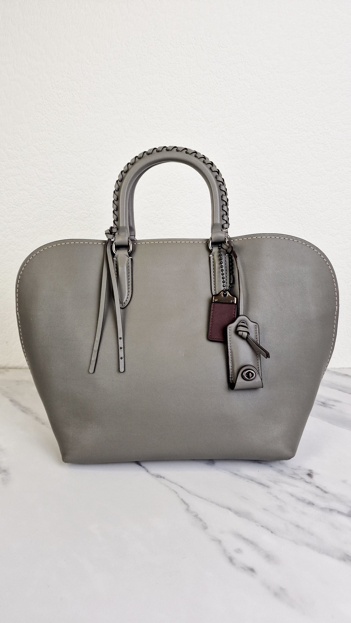 Coach 1941 Dakotah Satchel in Grey Smooth Leather With Whipstitch