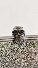 Load image into Gallery viewer, Alexander McQueen Stingray Leather Skull Box Clutch with Crystals and Purple Nappa Leather Lining - 236715 000926
