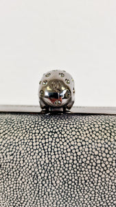 Alexander McQueen Stingray Leather Skull Box Clutch with Crystals and Purple Nappa Leather Lining - 236715 000926