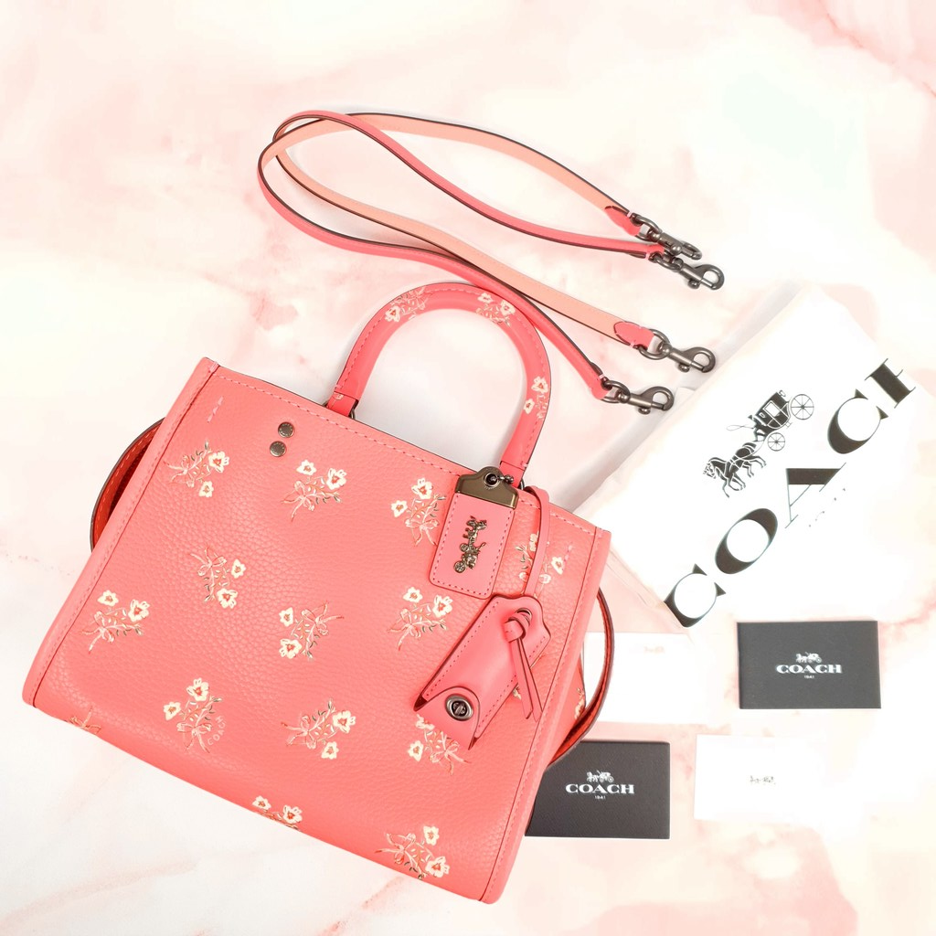 Coach Rogue 25 in Pink Floral Bow - Pebble Leather Handbag - SAMPLE BA –  Essex Fashion House