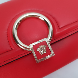 Versace DV One Wallet in Red Nappa Leather with Medusa Clasp - Clutch Purse