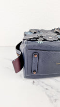 Load image into Gallery viewer, Coach 1941 Rogue 25 Tea Rose Appliqué in Midnight Navy Blue Leather &amp; Suede Handbag - Coach 58840
