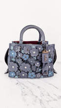 Load image into Gallery viewer, Coach 1941 Rogue 25 Tea Rose Appliqué in Midnight Navy Blue Leather &amp; Suede Handbag - Coach 58840
