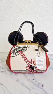 Disney x Coach x Keith Haring Mickey Mouse Kisslock Bag in Smooth Leather With Mickey Mouse and Spaceship Pop Art - Crossbody Bag Handbag - Coach 4719