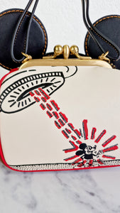 Disney x Coach x Keith Haring Mickey Mouse Kisslock Bag in Smooth Leather With Mickey Mouse and Spaceship Pop Art - Crossbody Bag Handbag - Coach 4719