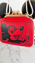 Load image into Gallery viewer, Coach 1941 Disney x Keith Haring Mickey Mouse Ears Kisslock Bag with Retro Mickey Mouse Artwork and Coach Signature in Red, White &amp; Black Leather - Handbag Crossbody Bag - Coach 7416
