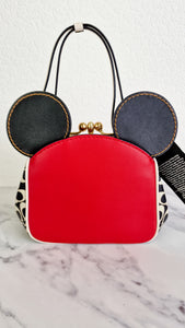 Coach 1941 Disney x Keith Haring Mickey Mouse Ears Kisslock Bag with Retro Mickey Mouse Artwork and Coach Signature in Red, White & Black Leather - Handbag Crossbody Bag - Coach 7416