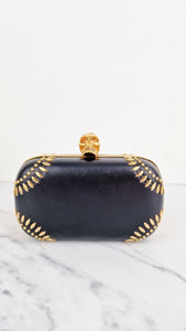 Alexander McQueen Skull Box Clutch in Black Nappa Leather With Gold Studs - 236715 000926