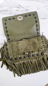 Coach 1941 Dinky With Fringe in Fern Green Cervo Suede & Antique Nickel Hardware - Crossbody Bag Shoulder Bag - Coach 86821
