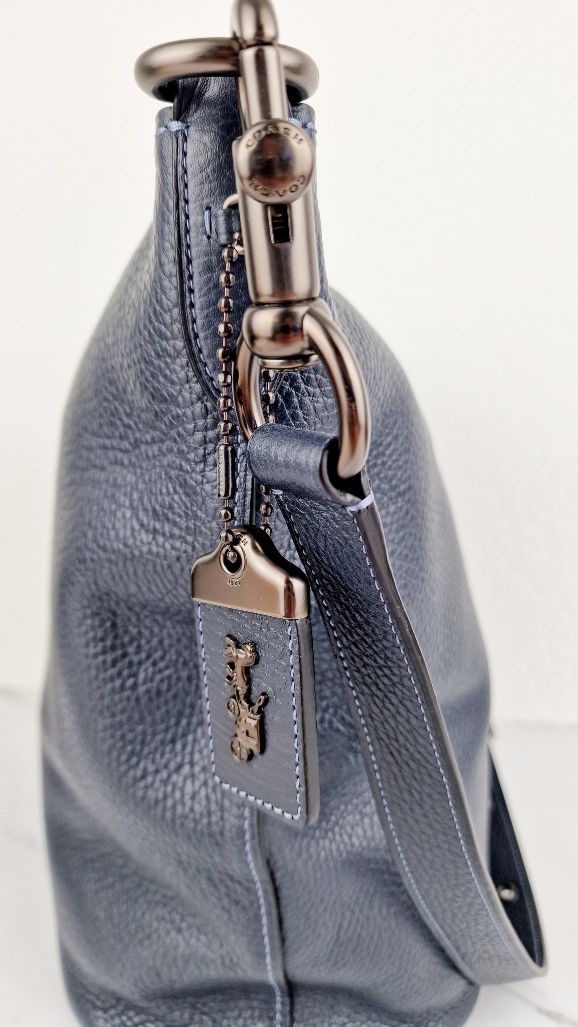 Coach 1941 Duffle in Navy Blue Pebble Leather - Bucket Bag Crossbody B –  Essex Fashion House