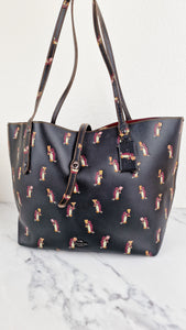 Coach Market Tote with Party Penguins in Black Leather - Shoulder Bag - Coach 25747