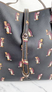 Coach Market Tote with Party Penguins in Black Leather - Shoulder Bag - Coach 25747