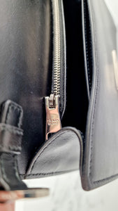 Prada Elektra Crossbody Bag in Black City Calfskin & Saffiano Leather with Green Racing Logo Prada 1BD121 Nero Verde 