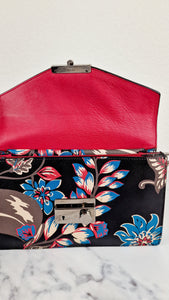 Prada Sound Bag with Floral Print - Black Saffiano Leather with Blue & Red Flowers - Handbag Shoulder Bag Prada BN924K