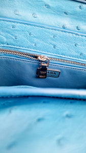Prada Bag in Voyage Blue Ostrich Leather With Turnlock - RARE Handbag - Prada BN2708