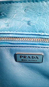 Prada Bag in Voyage Blue Ostrich Leather With Turnlock - RARE Handbag - Prada BN27084