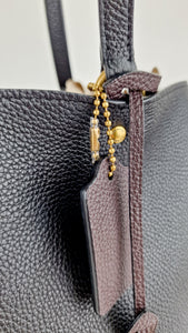 Coach Plaza Tote Bag in Black Pebble Leather with Brass Hardware & Coach C Charm - Coach 88341 