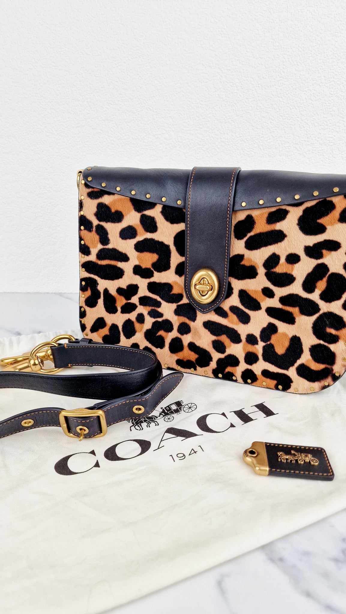 Auth. Coach leopard design bag, Luxury, Bags & Wallets on Carousell