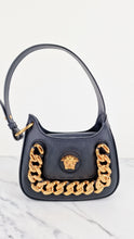 Load image into Gallery viewer, Versace La Medusa Hobo Bag in Black Calf Leather With Gold Chunky Chain &amp; Medusa Head Curved
