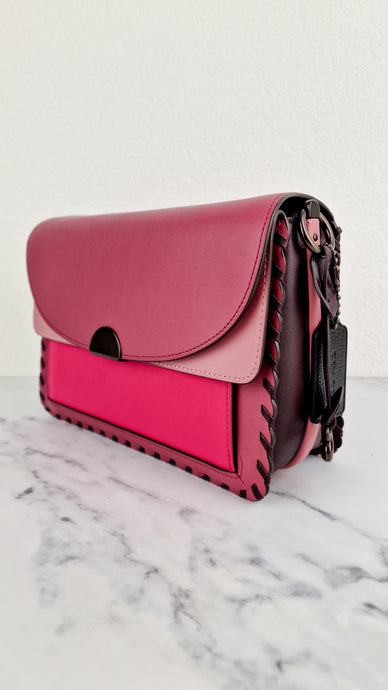Coach Dreamer Shoulder Bag in True Pink Colorblock with Whipstitch Primrose - Coach 76034