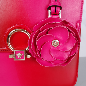 Versace DV One Pink & Red Handbag with Top Handle & Flower LIMITED EDITION