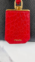 Load image into Gallery viewer, RARE Prada Double Medium Saffiano Cuir Black &amp; Red Crocodile - Handbag Prada 1BG887
