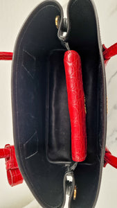 RARE Prada Double Medium Saffiano Cuir Black & Red Crocodile - Handbag Prada 1BG887