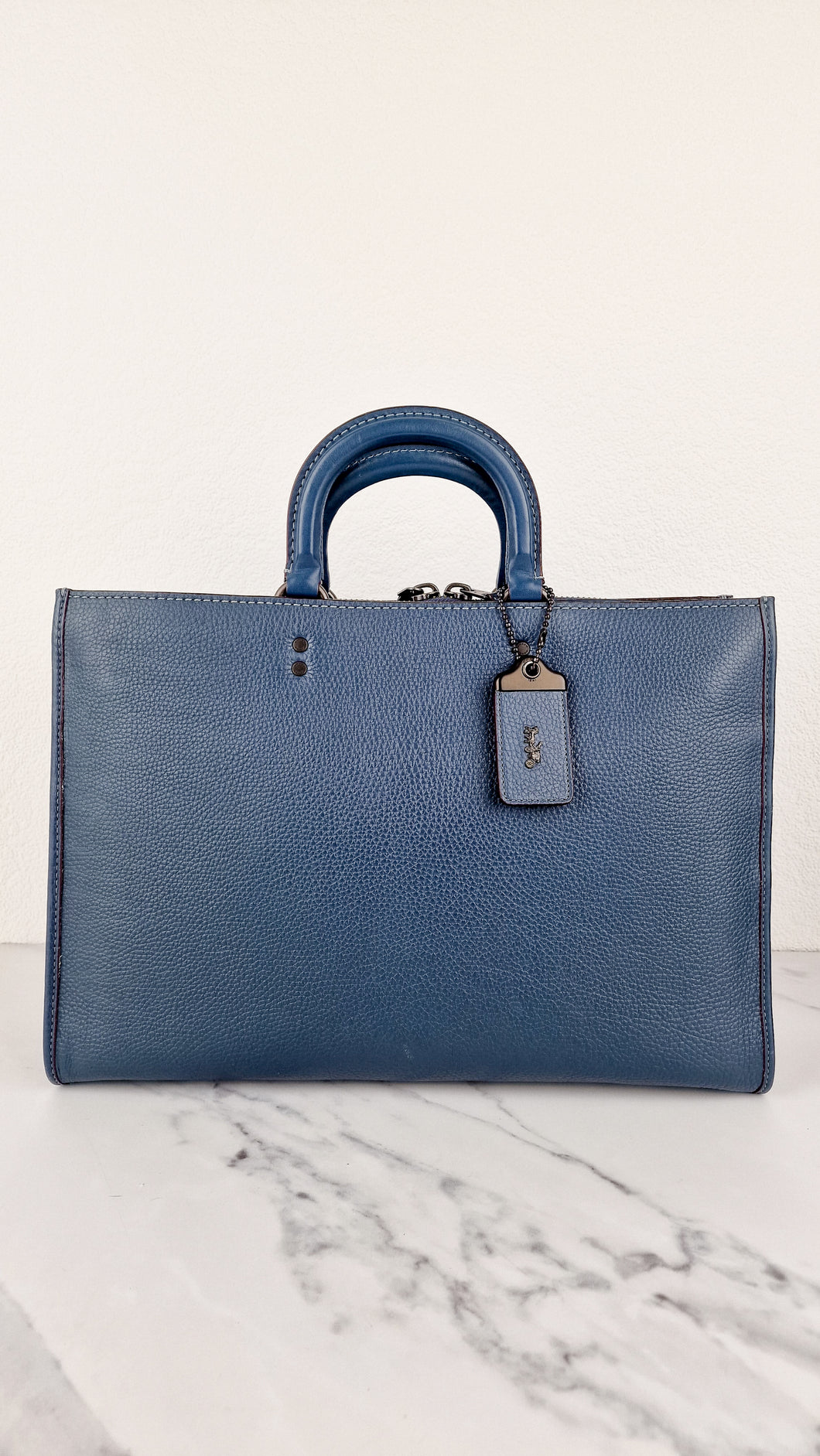 Coach 1941 Rogue Brief Briefcase in Dark Denim Blue Navy Leather - Laptop Bag Handbag Office Bag Work Bag Unisex - Coach 11104