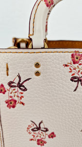 Coach 1941 Rogue 17 Floral Bow Chalk White Crossbody Bag Mini Bag in Pebbled Leather - Coach 26835