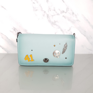 Coach 1941 Dinky Light Turquoise Flap Bag Turnlock