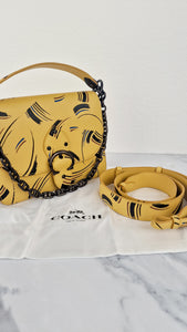 Coach Beat Shoulder Bag RARE Sample Bag With Yellow Brushstroke Pattern Smooth Leather Crossbody Handbag