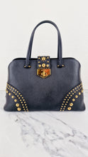 Load image into Gallery viewer, Prada Saffiano Cuir Handbag in Black Leather with Gold Studs - Handbag Prada BN2753
