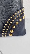 Load image into Gallery viewer, Prada Saffiano Cuir Handbag in Black Leather with Gold Studs - Handbag Prada BN2753
