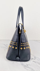 Prada Saffiano Cuir Handbag in Black Leather with Gold Studs - Handbag Prada BN2753'