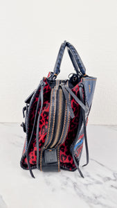 RARE Coach 1941 Rogue 31 in Embellished Patchwork in Mixed Materials Black Leather Suede Colorblock Blue & Red Handbag - Coach 58159