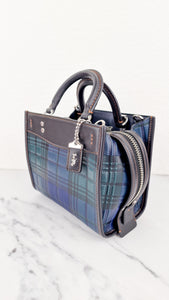 Coach Rogue 20 Tartan Plaid Print Blue Green Black Crossbody Bag Handbag - Coach CH385