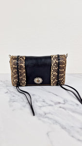 Coach Dinky Whipstitch Snakeskin Bag - 1941 Crossbody Bag Black Smooth Leather With White Snakeskin Panels - Coach 86921